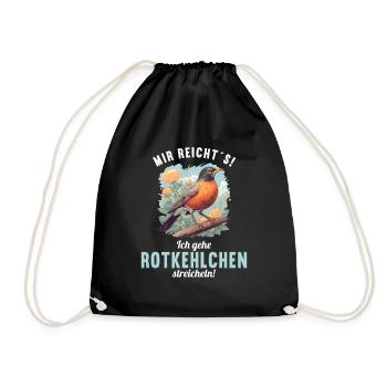 Robin Rotkehlchen - Drawstring Bag - black - Front