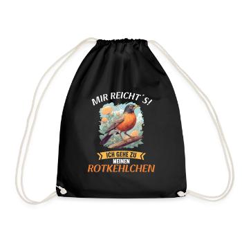 Robin Rotkehlchen - Drawstring Bag - black - Front