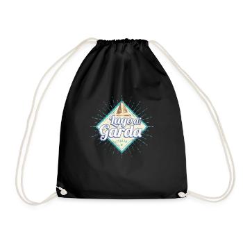 Lake Garda in Veneto Italy Retro Ship Vintage - Drawstring Bag - black - Front
