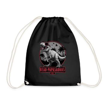 Handsome Papasaurus Rex Gift Stepfather Dinosaur - Drawstring Bag - black - Front