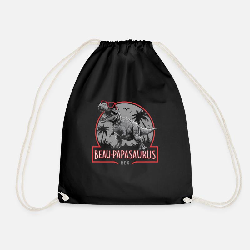 Handsome Papasaurus Rex Gift Stepfather Dinosaur - Drawstring Bag - black
