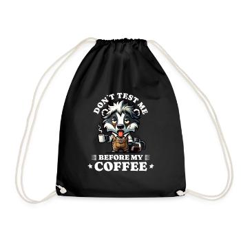 Morgenmuffel Kaffee Anti Frühaufsteher racoon - Turnbeutel - Schwarz - Vorne