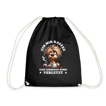 Morning grouch Give me coffee funny dogs - Drawstring Bag - black - Front