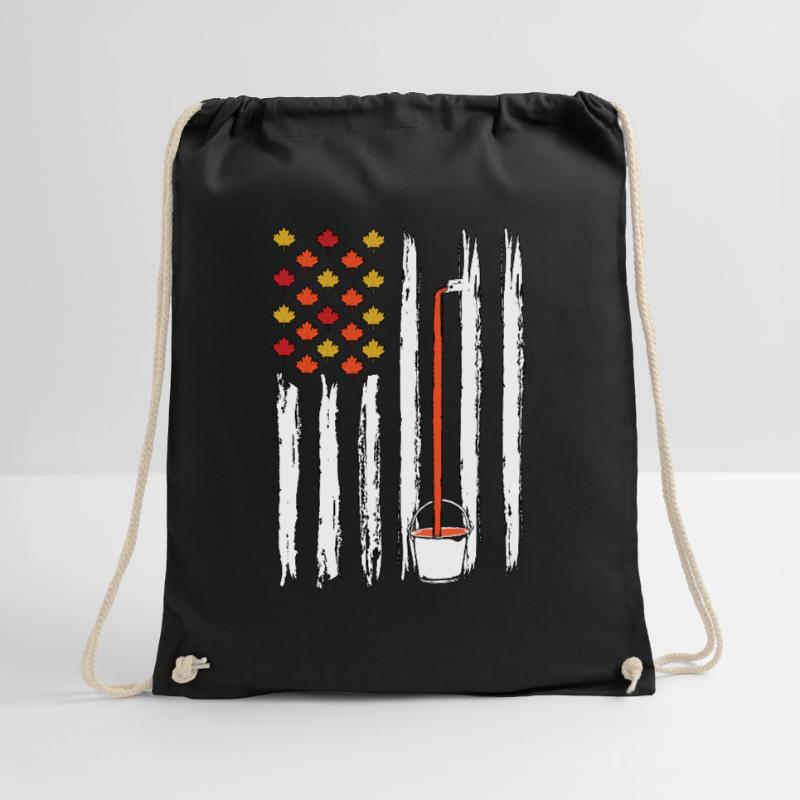 Flag Tapping Maple Tree Maple Leaf Drawstring Bag