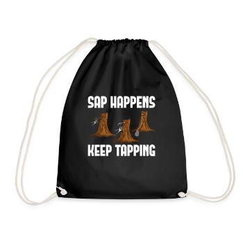 Sap Happens Keep Tapping Maple Tree Maple Leaf - Drawstring Bag - black - Front