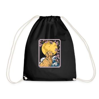 Golden Retriever Japon Cherry Blossom Lune - Sac de sport léger - noir - Devant