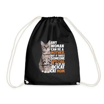 Katze Ocicat Geschenk - Turnbeutel - Schwarz - Vorne