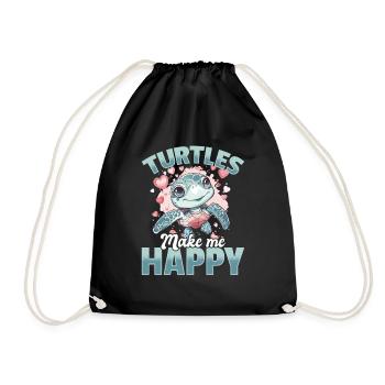 Drôle de tortue de mer Les tortues animales me rendent heureux - Sac de sport léger - noir - Devant