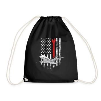 Aircraft Mechanic Aviation Maintenance Airplane Fa - Drawstring Bag - black - Front