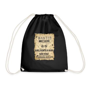 Wanted Woman Portrait Ink Design - Drawstring Bag - black - Front