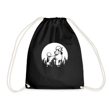 Pudel Moon Howling - Turnbeutel - Schwarz - Vorne