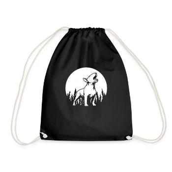 Bull Terrier Moon Howling - Turnbeutel - Schwarz - Vorne