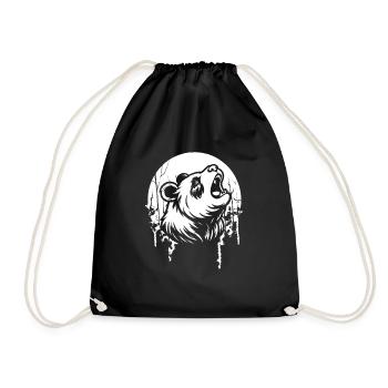 Großer Panda Pandabär Moon Howling - Turnbeutel - Schwarz - Vorne