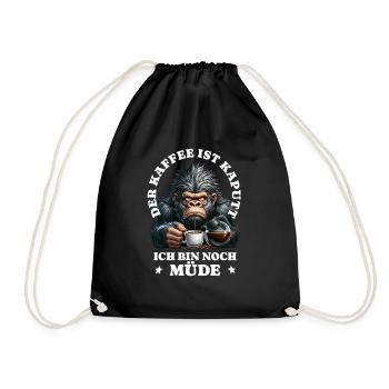 Morning grouch coffee is broken funny gorilla - Drawstring Bag - black - Front