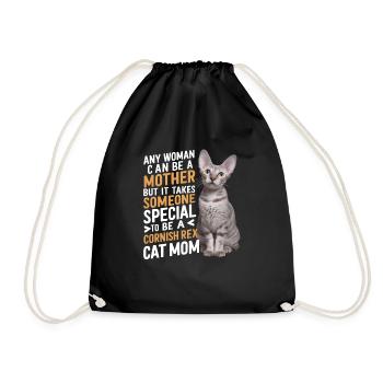 Katze Cornish Rex Geschenk - Turnbeutel - Schwarz - Vorne