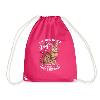 Katze Winzig Leopard Geschenk - Turnbeutel - Fuchsia - Vorne