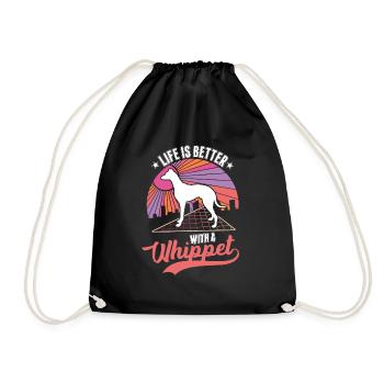 Whippet Dog Love Gift Vintage Retro - Drawstring Bag - black - Front