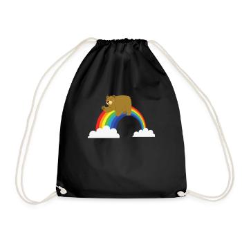 T-shirt Ours Sur Un Arc-en-Ciel - Drôle D’animal Fantastique - Sac de sport léger - noir - Devant