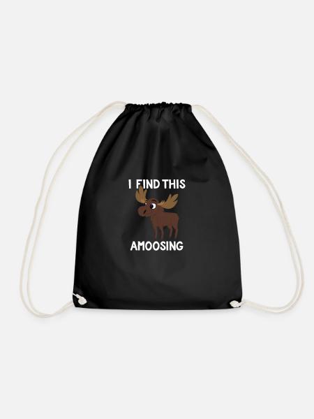 Ich finde dieses Amoosing T-Shirt - Funny Moose Amüsant - Turnbeutel - Schwarz