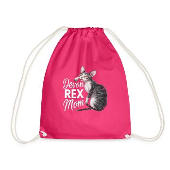 Katze Devon Rex Geschenk - Turnbeutel - Fuchsia - Vorne