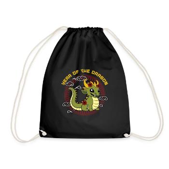 Year Of The Dragon Cute Kawaii Chinese New Year - Drawstring Bag - black - Front