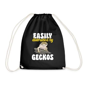 Leopard Gecko Reptile Pet Gecko - Drawstring Bag - black - Front