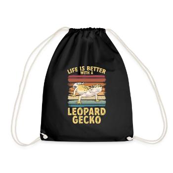 Leopard Gecko Reptile Pet Gecko - Drawstring Bag - black - Front