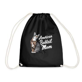 Katze American Bobtail Geschenk - Turnbeutel - Schwarz - Vorne