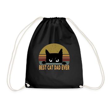 Best Cat Dad Ever Funny Black Cat Fathers day Gift - Drawstring Bag - black - Front