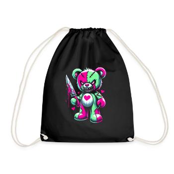 Pastel Goth Ours en peluche Horreur Effrayant - Sac de sport léger - noir - Devant