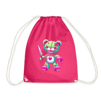 Pastel Goth Ours en peluche Horreur Effrayant - Sac de sport léger - fuchsia - Devant