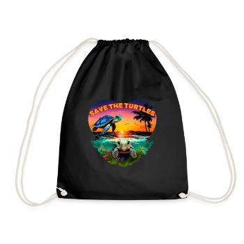 SAVE THE TURTLES - Drawstring Bag - black - Front