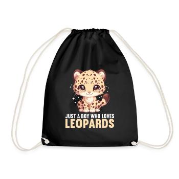 Leoparden Leopard - Turnbeutel - Schwarz - Vorne