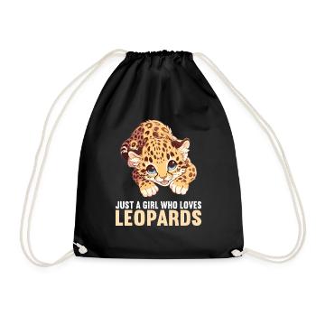 Leoparden Leopard - Turnbeutel - Schwarz - Vorne