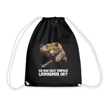 Leoparden Leopard - Turnbeutel - Schwarz - Vorne