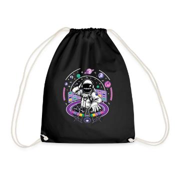Astronaut DJ Music Hard Techno Dark Tekno - Drawstring Bag - black - Front