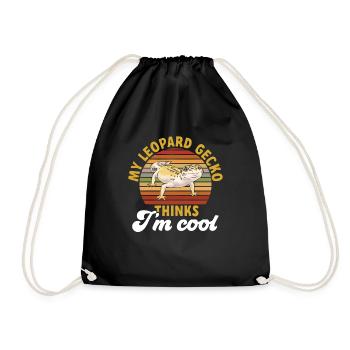 Leopard Gecko Reptile Pet Gecko - Drawstring Bag - black - Front