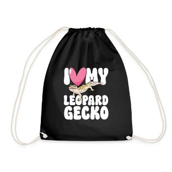 Leopard Gecko Reptile Pet Gecko - Drawstring Bag - black - Front