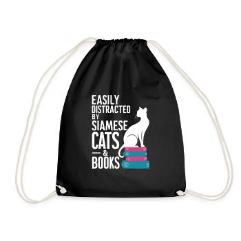 Katze Siamkatze Geschenk - Turnbeutel - Schwarz - Vorne