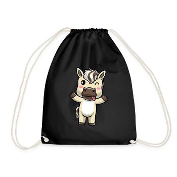 Fjordpferd Kawaii Emoticon - Turnbeutel - Schwarz - Vorne