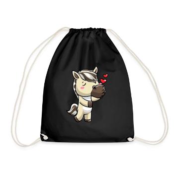 Fjordpferd Kawaii Emoticon - Turnbeutel - Schwarz - Vorne