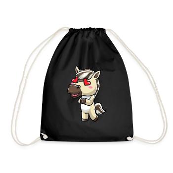Fjordpferd Kawaii Emoticon - Turnbeutel - Schwarz - Vorne