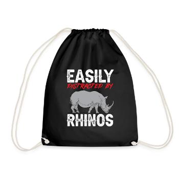 Rhino Rhino Unicorn - Drawstring Bag - black - Front