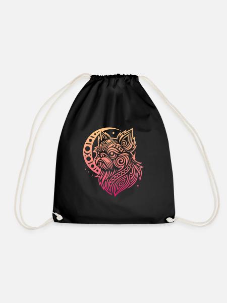 Brussels Griffon Stammes Moon Phases - Turnbeutel - Schwarz
