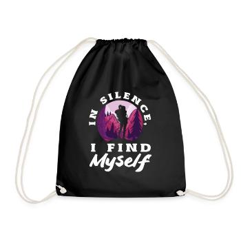 In Silence I Find Myself Hiking - Drawstring Bag - black - Front