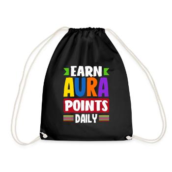 Earn Aura Points Daily Trendy Viral - Turnbeutel - Schwarz - Vorne