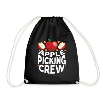 Kawaii Apple Picking Crew Fall Autumn Apple Picker - Drawstring Bag - black - Front