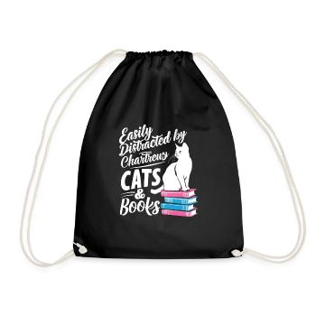Katze Chartreux Geschenk - Turnbeutel - Schwarz - Vorne