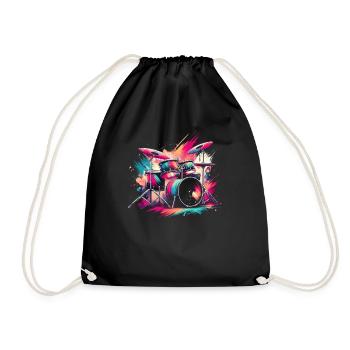 Buntes Abstraktes Drum Set Drummer Drumming - Turnbeutel - Schwarz - Vorne