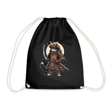 Japanische Samurai -Katzenkrieger Retro Ninja - Turnbeutel - Schwarz - Vorne